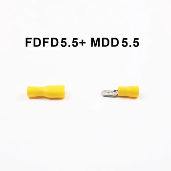  16-10AWG MDD FDFD Женски мъжки Изолиран лопатчатый свързване на запресоване свързване на клеммный комплект 50 чифта FDFD + MDD1.25-250 2-250 5.5-250