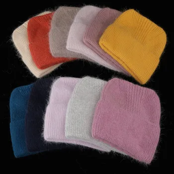  2021 Новата модерна дамска зимна шапка унисекс, обикновена шапка с кошачьими уши от естествен кожа заек, есенни Топли шапки с кроличьим кожа, подарък