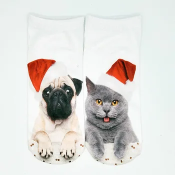  2022 Нова Година 3D Приент Коледни Чорапи Забавен Снежен човек Кучето Котка Чорапи С Животни Дамски Чорапи Коледен Подарък Сладки Кавайные Забавни Чорапи