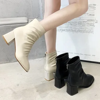  2022 нови дамски ботуши-чорапи с еластична гумена лента; сезон есен-зима; нови обувки на платформа с кръгла пръсти; Botines Mujer