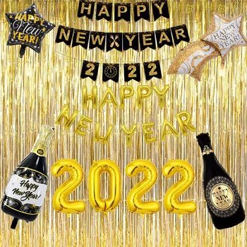  2022 Щастлива Нова Година Декорация За Дома Балон Банер Честване На Партита, Коледни Украси Доставка Вечерни Фон