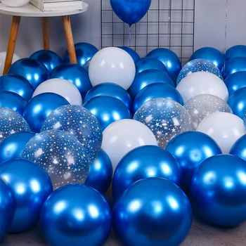  20pcs 12-инчови Метални Метални Сини Звезди Латексови Балони на Сватбени Бутилки Украса за Рожден Ден Балон Юбилейна Детски Душ