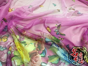  30D печатни шифоновый шал прежди пеперуда облекло-костюм от прозрачни копринени тъкани