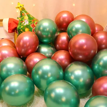  30шт Коледен Латексный Балон Златисто-Зелени Балони, Конфети Въздушна Коледно Дърво Детски Рожден Ден Декорация на Сватбени Аксесоари