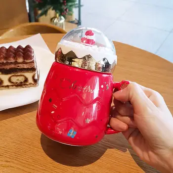  500 МЛ Коледни Чаши, Двойка Керамични Фигурки на Дядо Коледа Творчески 2023 Коледен Подарък-Нов Дизайн на Кутията Офис Домашно приготвени Млечни Чашата за Кафе