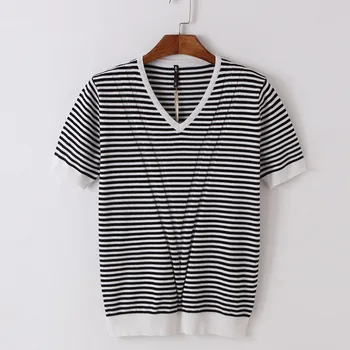  5636-Лятна тениска с къси ръкави и принтом в стил R, мъжки корея студентски тенденция свободна риза с кръгло деколте и къс ръкав