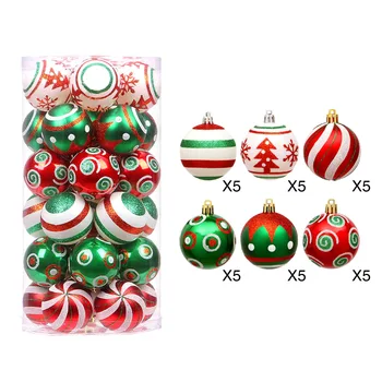  6 см Коледни Топки Коледен Декор Цветна Рисувани Покритие Покритие Пластмасова Коледна Топка Набор от Коледно Дърво, Декоративна Висулка