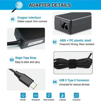  65 W USB-C Зарядно Устройство Адаптер за Захранване Сменяеми кабела за Acer aspire Chromebook R13 11 11A G6 EE Кабриолет CB5-312T N16Q12