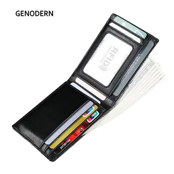  GENODERN RFID Заключване Мъжки Мини Кожена Ултра-Модерен Долара Тънък Мъжки Портфейл