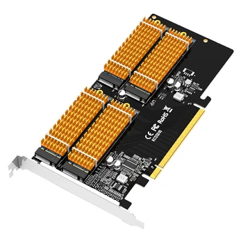  PCIE 3,0x16 Карта адаптер M. 2 NVMe 4 порта M КЛЮЧ SSD Твърд диск Масив Охлаждане Расширительная такса Pci-e M2 до 128 г/с