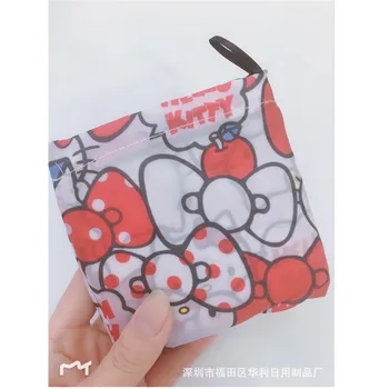  Sanrio Hello Kitty Малка Сгъваема Чанта За Пазаруване С Анимационни Модел Melodie Куроми, Полиэстеровая Еко-Чанта, Кавайная Чанта На Рамото, Чанта