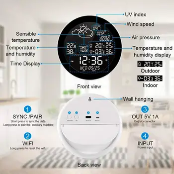 SASHA Wifi Интелигентен Сензор за температура и влажност на LCD Цифров Часовник Вътрешен/Външен Термометър, Влагомер метеорологичната станция TH Сензори