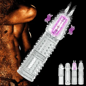  VETIRY Вибратор Пенис Ръкав Секс Играчки за Мъже Ерекция за Многократна употреба Презервативи Уголемяване на Пениса Забавяне на Еякулацията Петел на Кутията Пръстен