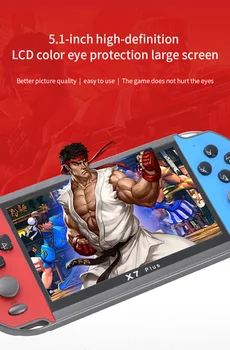  X7Plus Преносима Игрова конзола 5,1-Инчов HD Екран Портативен Аудио и Видео Плейър Класическа Игра встроенный15000 + Безплатна доставка Игри