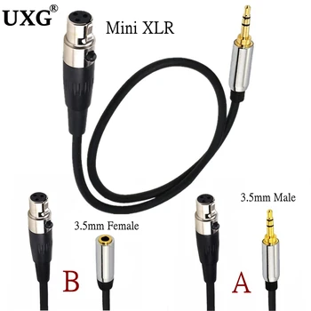  Аудио кабел Mini XLR 3pin за мъже и жени до 3,5 мм, Екраниран с Алуминиево Фолио Меден Проводник Аудио Линеен Кабел За Микрофонных Камери