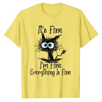  Всичко е наред, аз съм ок, всичко е в ред, Забавна тениска с изображение на Котка, тениски с изображение на медицинските сестри, подаръци, пънк-кавайная облекло