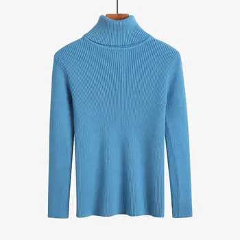  Есенно-зимния основен дебел Пуловер оверсайз, Пуловери, Жена 2020, свободен пуловер с висока воротом, възли Скок с дълъг ръкав, топ