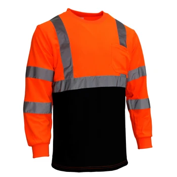  Защитна Тениска Hi Vis С Къс Дълъг Ръкав, Светоотражающая два цвята Оранжево Тъмно синя Работна Риза С Кръгла Яка