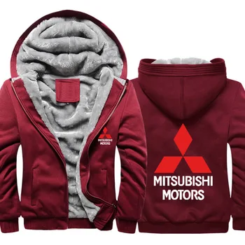  Качулки Мъжки Mitsubishi Car Logo Print Яке Мъжки Блузи Зимни Изолирана Топли Флисовые памучни с Цип Камуфлаж Raglan Мъжко Палто