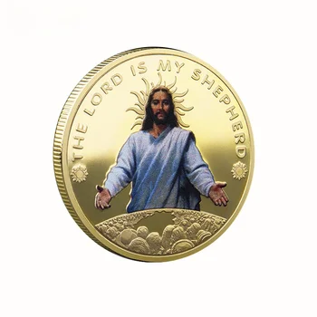  Метална Възпоменателна Монета с Цветен Принтом Исус, Позлатени Монети Станция с Изображение на Кръст, Сувенирни Монети, са подбрани Монета