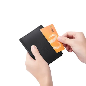  Мъжки кожен портфейл с държач за карти, rfid тънък портфейл вертикален калъф за карти брандираната чанта за карти и скоба за самоличност Мини чанта за пари