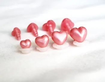  нов arrvial 40 бр 10 мм 13 мм, 15 мм 17 мм, розов цвят във формата на сърце пластмасов безопасна играчка носовете с шайба за 