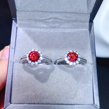  Нов пръстен с индивидуален дизайн от червено муассанита, сребро 925 проба, красив цвят, пенливи, Диамант 1 карат D VVS1
