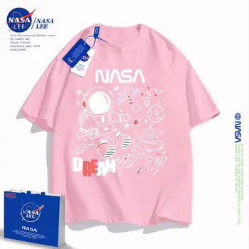  Нова мода Универсална просто тениска с Къс ръкав с анимационни принтом на НАСА
