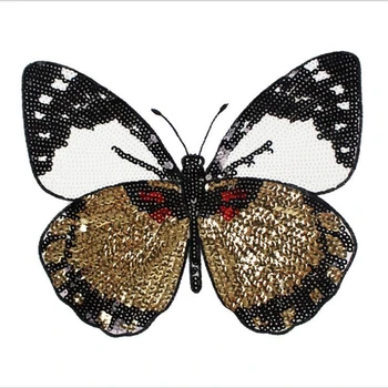  Нова Пеперуда Бродерия лейси апликация блестка плат пуловер облекло Ютия върху кръпка етикети тениска направи си сам украса