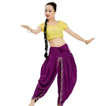  Панталони За занимания с танци в Индия, Дамски Дрехи За Възрастни/Деца, Дрехи в Непал Стил, Пъстри Панталони За Ориенталски Танци, Панталони за танц на Корема DQL6080