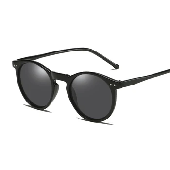 Поляризирани Слънчеви Очила Котешко Око Женски Мъжки Маркови Дизайнерски Слънчеви Очила За Жени На Мъжки Реколта Черни Нюанси Кръгли Oculos De Sol