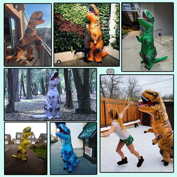  Пораснали Деца На T-Rex Надуваеми Костюми На Динозаврите Костюм Облечи Аниме Вечерни Cosplay Кралят Костюм За Хелоуин За Мъже И Жени