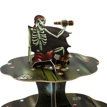  Поставка за Кифли с Пиратски Череп за Тематични партита за Хелоуин, Украса за Торта, Сервировочный Тава за Пиратски Скелета, за да проверите за Кексчета за Рожден Ден