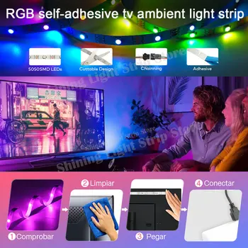  Светодиодна Лента за Украса на Стаята Подсветката на телевизора с Bluetooth Дистанционно УПРАВЛЕНИЕ LED 1 м 2 м 3 м 4 м 5 метра RGB Лента Led Лента 5050 Цвят за Коледа