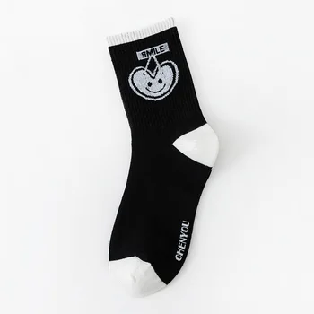  Японската Мода Harajuku Карикатура Кактус Писмо Дамски Чорапи С Принтом Спортни Черни Бели Корейски Стил Улични Сладък Студентски Чорапи