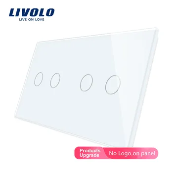  Livolo Луксозна Перлена Кристалното стъкло, 151 mm * 80 mm, Стандартът на ЕС, Двоен панел за стенен прекъсвач /контакти