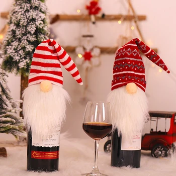  Дядо Коледа Коледни Капачки за Бутилки Вино, Коледни Подаръчни Пакети Притежателя на Прах Нова Година 2023 Коледен Подарък-Коледна Украса за Дома
