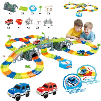  Магията на Състезателна Писта, Определени САМ Светлинен Светлинен Гъвкав Жп Проследяване на Автомобили, Аксесоари, Образователни Играчки за Момчета, Подаръци за Деца