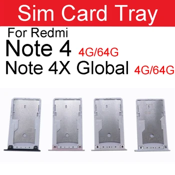  Слот За Карта с Памет, SIM Карта Тава Титуляр За Xiaomi Redmi Note 4 4X Global 4G 64G Sim Адаптер за SD Карта Резервни Части За Мобилни Телефони